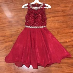 Short Beaded Waist Fit-and-Flare Homecoming Dress